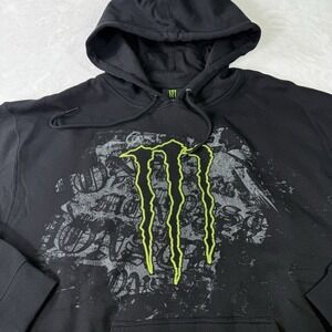 Monster Energy Hoodie Sweatshirt Mens Size XL Black Logo Graphic Pullover